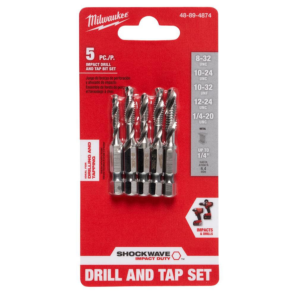 Milwaukee SHOCKWAVE 5 Pc. SAE Impact Drill Tap Set 48-89-4874 from Milwaukee