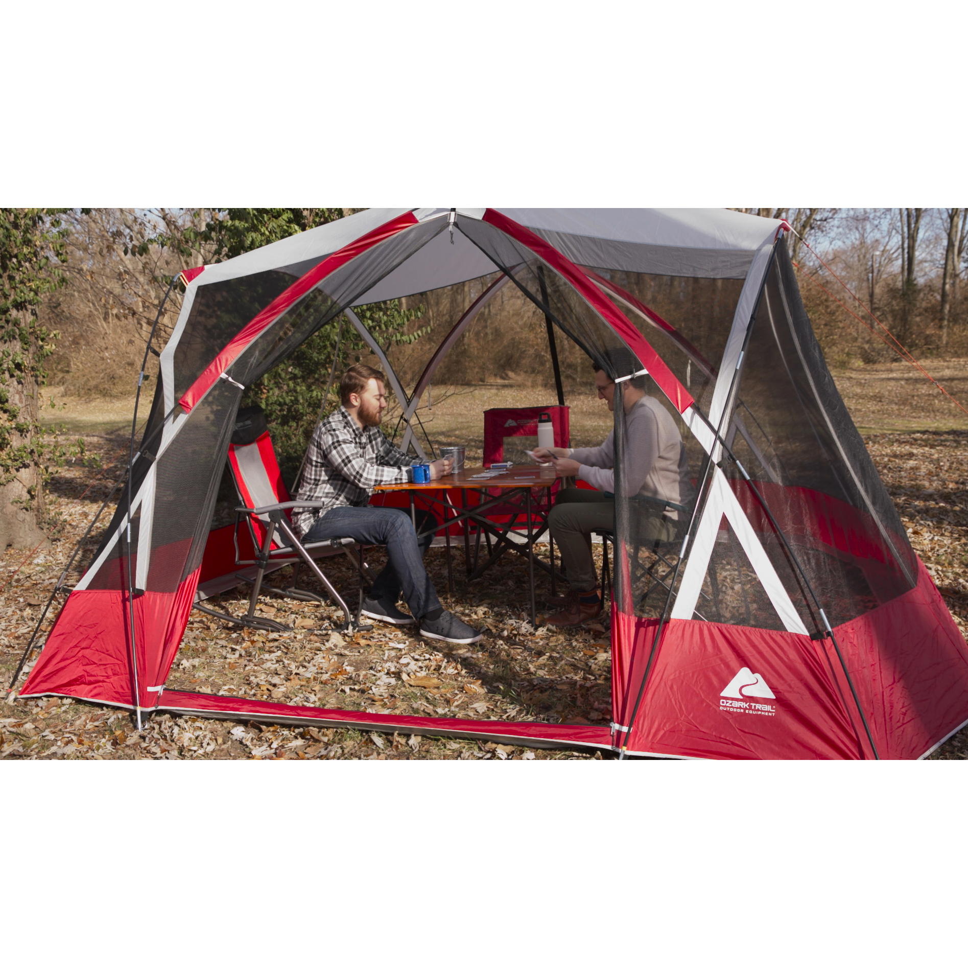 Ozark Trail 13X11 Screen House Tent with Two Large Entrances， Red， 1-Room