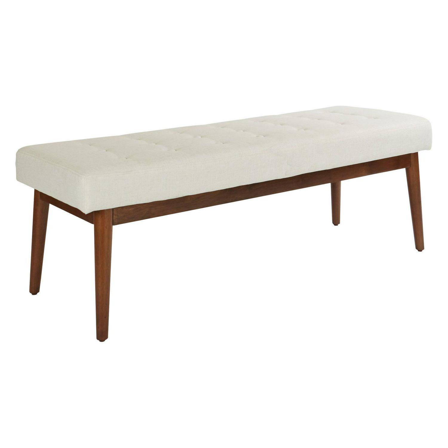 OSP Home Furnishings West Park Bench in Linen Fabric with Coffee Finished Legs