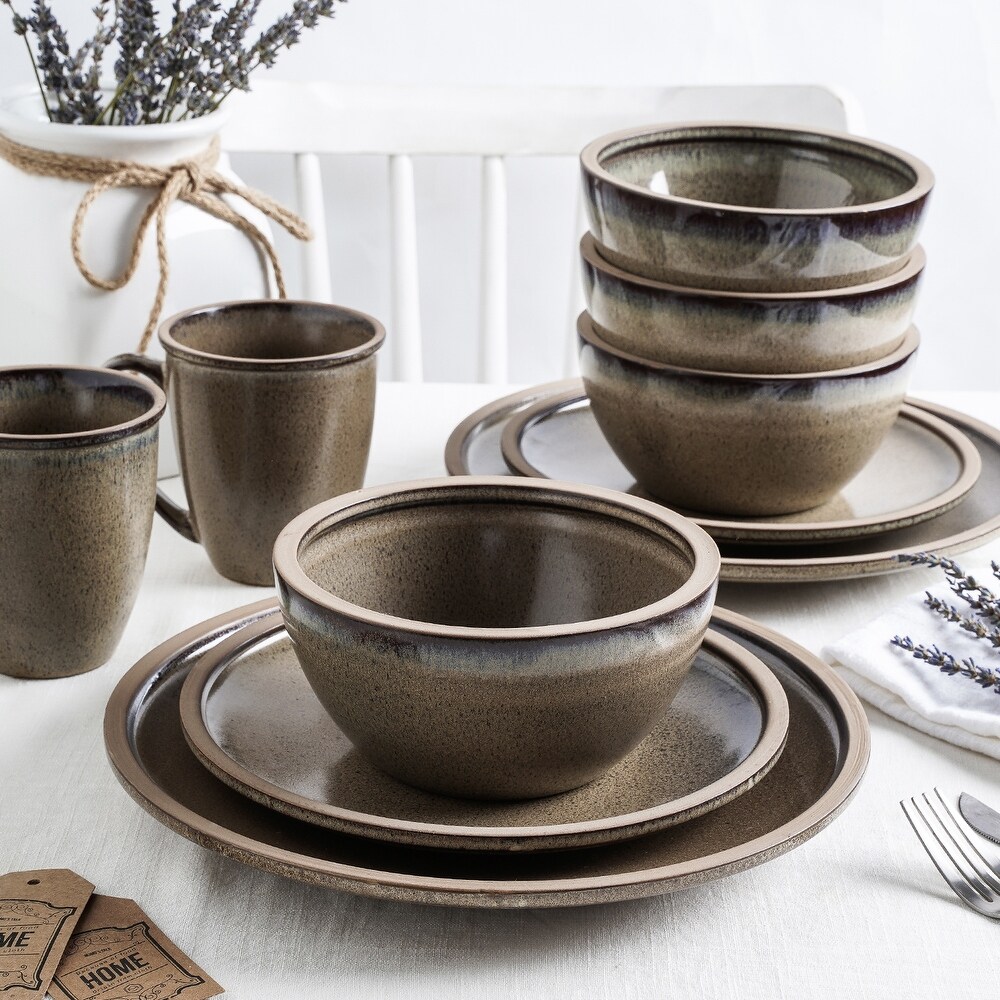 Tina Rustic Stoneware Dinnerware Set  Service for 4  16 Piece Round