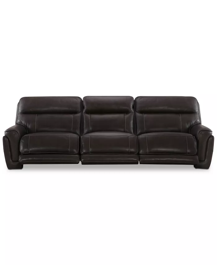 Furniture CLOSEOUT! Summerbridge 3-Pc. Leather Sectional Sofa with 3 Power Reclining Chairs Power Headrests and USB Power Outlet