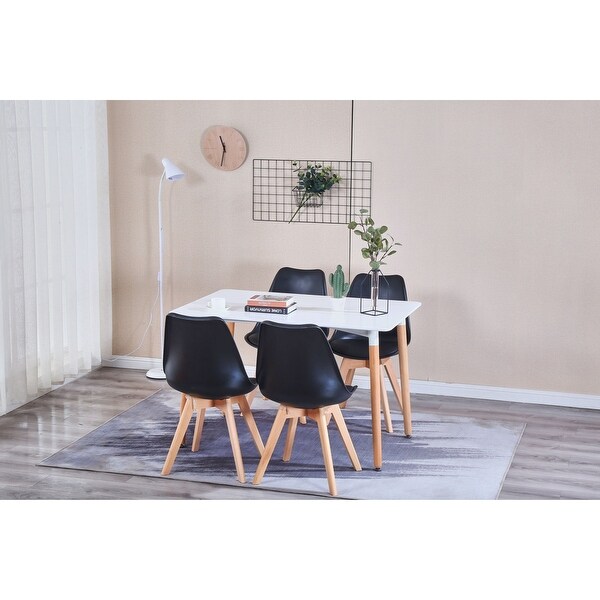 4 Pcs Dining Chairs， Armless Kitchen Chairs Side Chair with Wood Legs