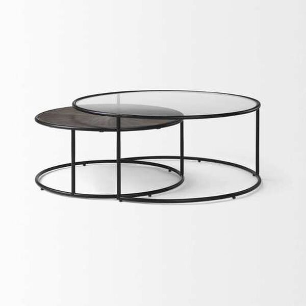 Arlo Dark Brown and Black Metal Coffee Tables， Set of 2