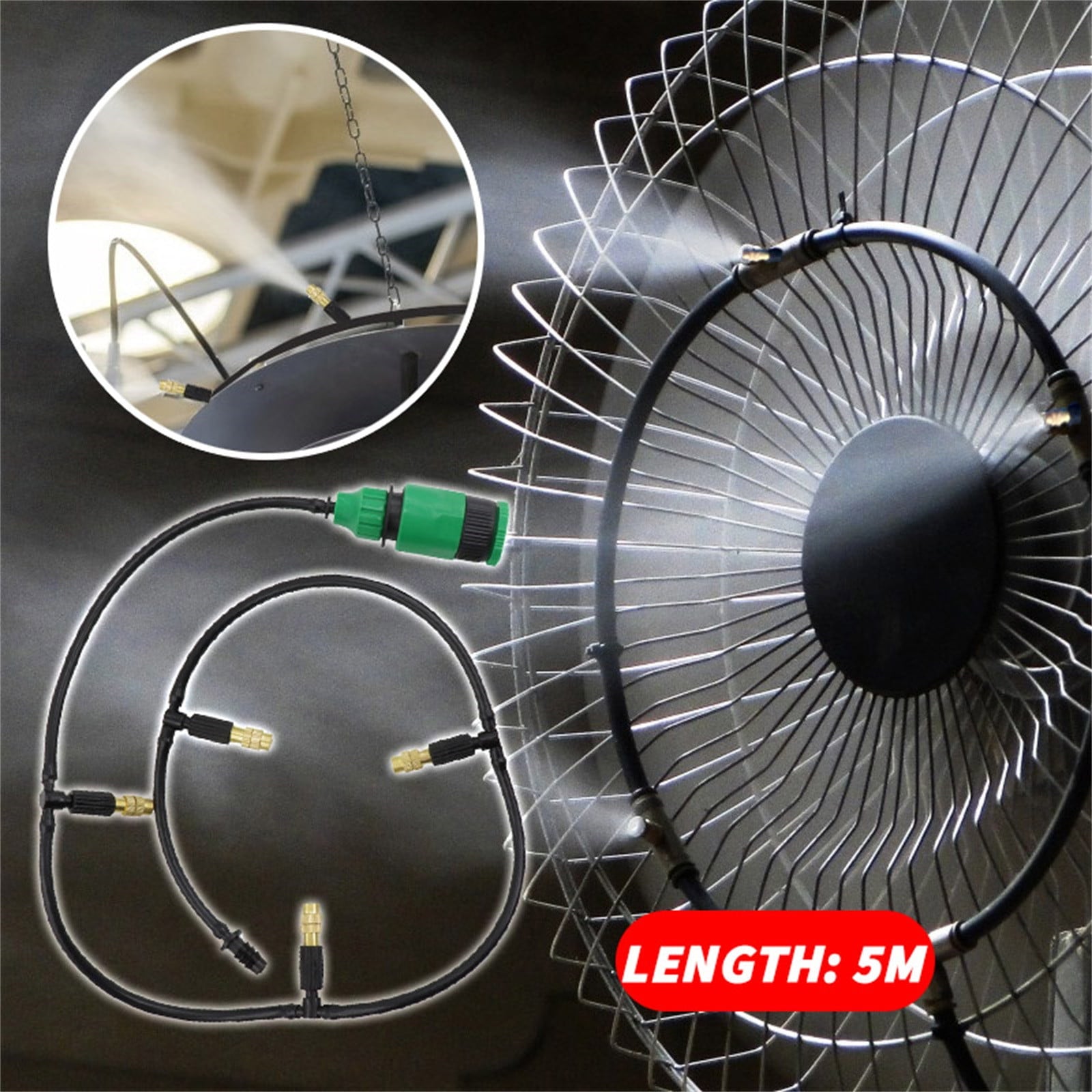 System Line Misters Garden Fan Outdoor 16.4FT Cooling Misting For Patio Fogging Pipes