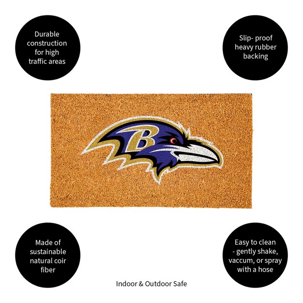 Evergreennflbaltimore Ravens Logo Natural Coir 28 X 16 Inches Indoor Outdoor Doormat