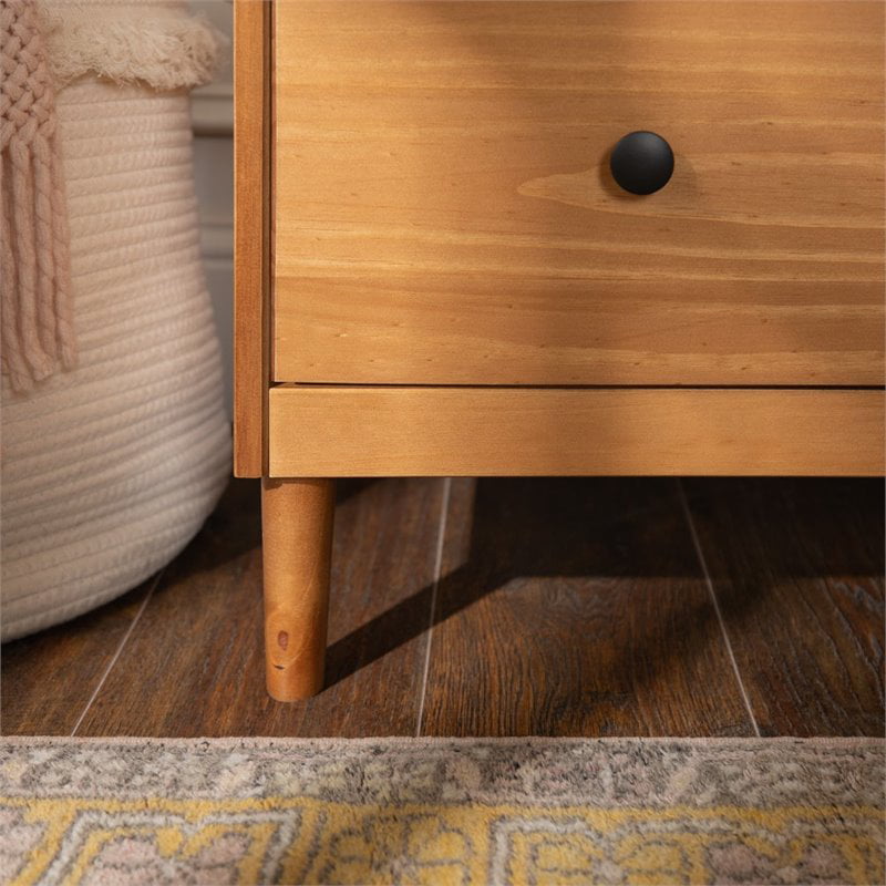 6 Drawer Solid Wood Dresser in Caramel