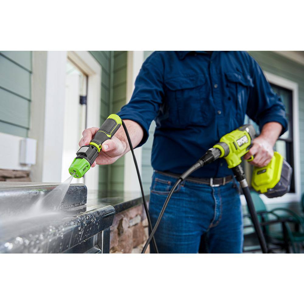 RYOBI ONE+ HP 18-Volt Brushless EZClean 600 PSI 0.7 GPM Cordless Electric Power Cleaner w 4.0Ah Battery Charger Accessories RY121860K