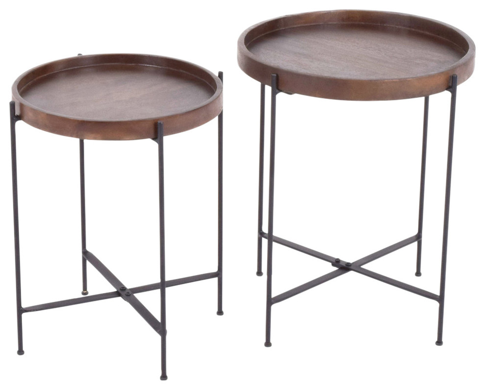 Capri 2 Piece Round Accent Tables Set   Industrial   Side Tables And End Tables   by HedgeApple  Houzz