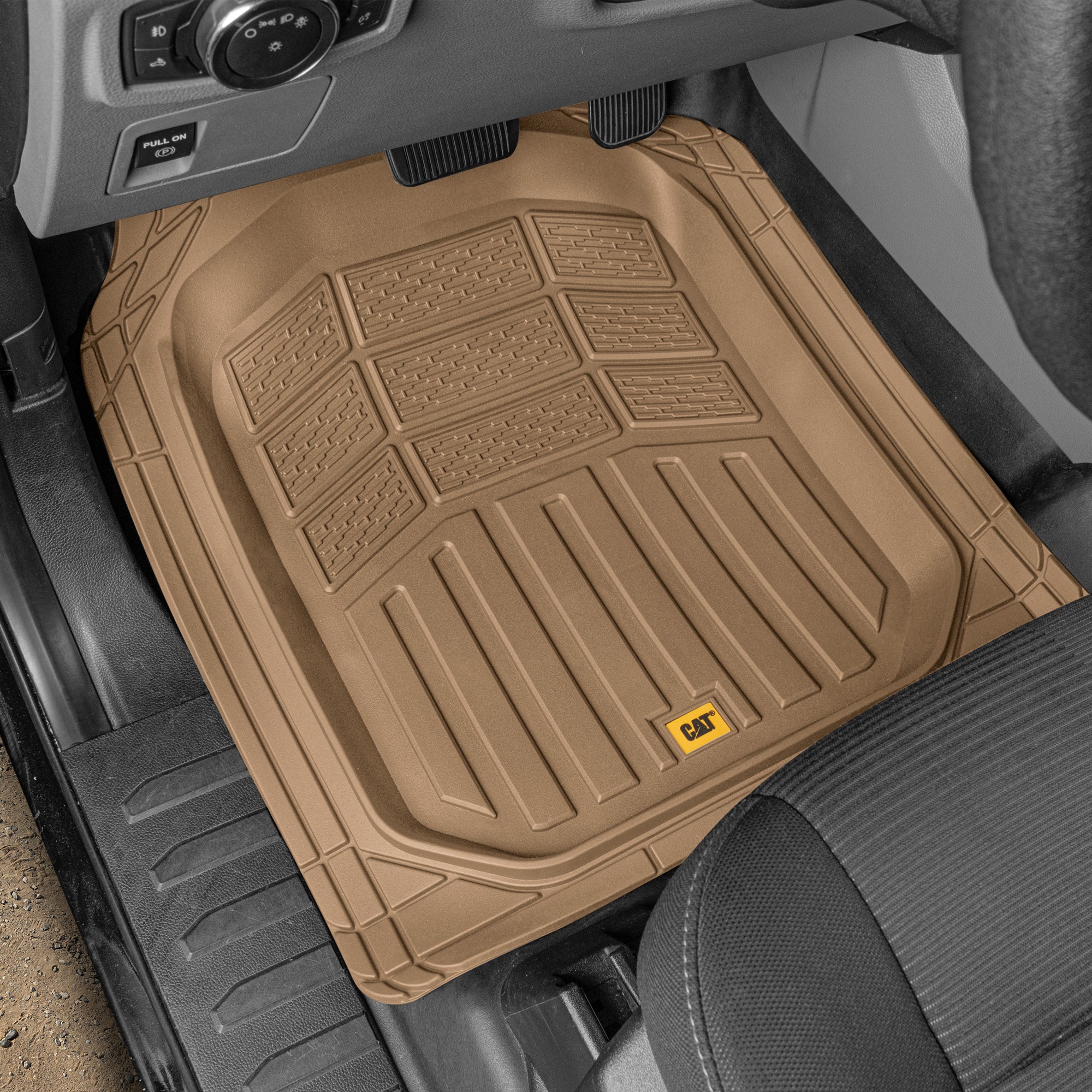 CAT CAMT-9014 (4-Piece) Deep Dish Rubber Truck Floor Mats， Trim To Fit for Car Truck SUV and Van， All Weather Total Protection Durable Liners Heavy Duty Odorless