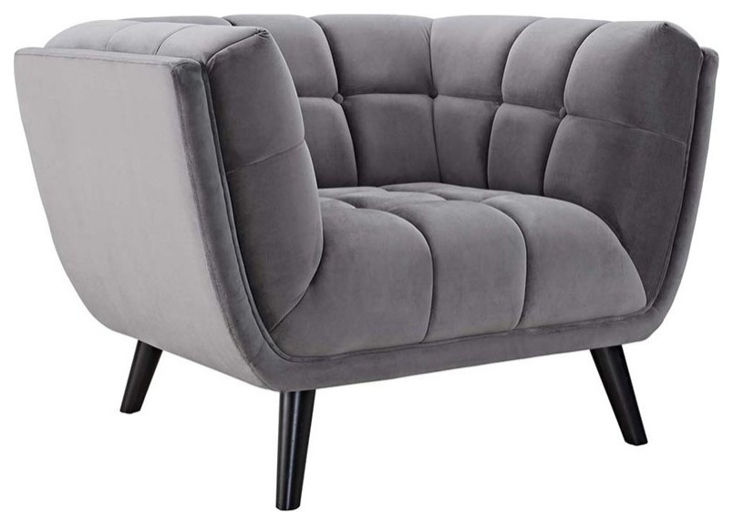 Modway Bestow 2 Piece Modern Chic Luxe Performance Velvet Sofa Set in Gray   Midcentury   Living Room Furniture Sets   by Homesquare  Houzz