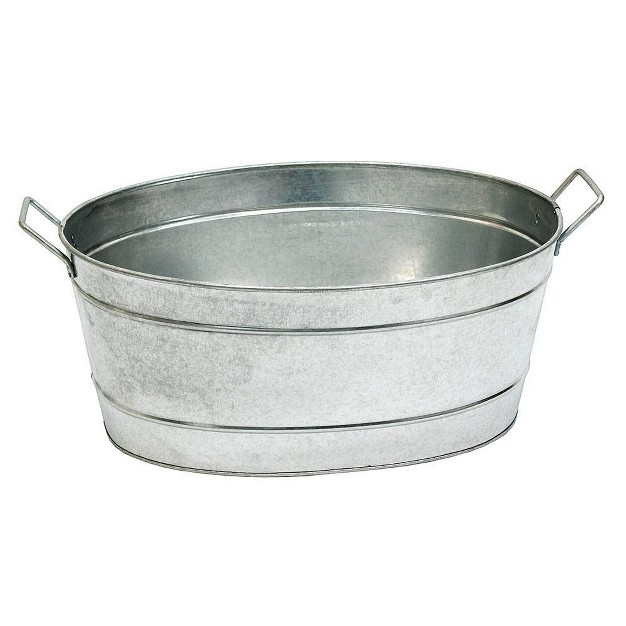 Oval Galvanized Tub With 2 Side Handles Steel Achla Designs