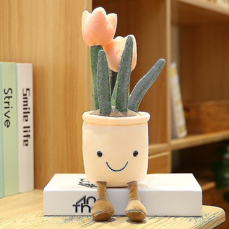 Cute Lifelike Plush Potted Flowers Tulip Stuffed Toy Decoration