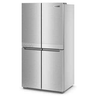 KitchenAid 19.4 cu. ft. 36 in. W Counter-Depth 4-Door Refrigerator with PrintShield Finish KRQC506MPS