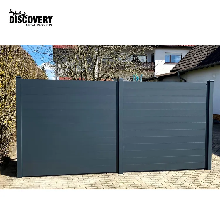 factory custom high quality aluminum dark grey color privacy fence for garden