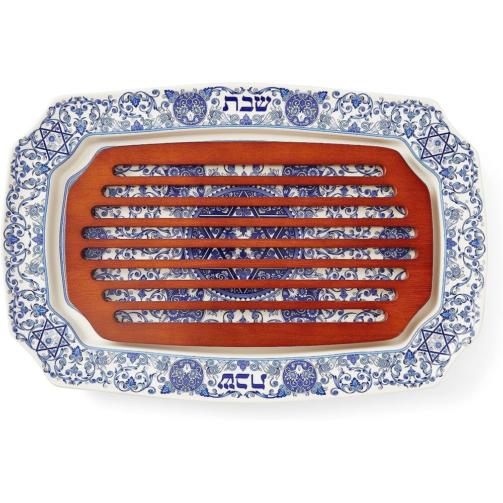 Spode Judaica Challah Tray with Wooden Insert   19\