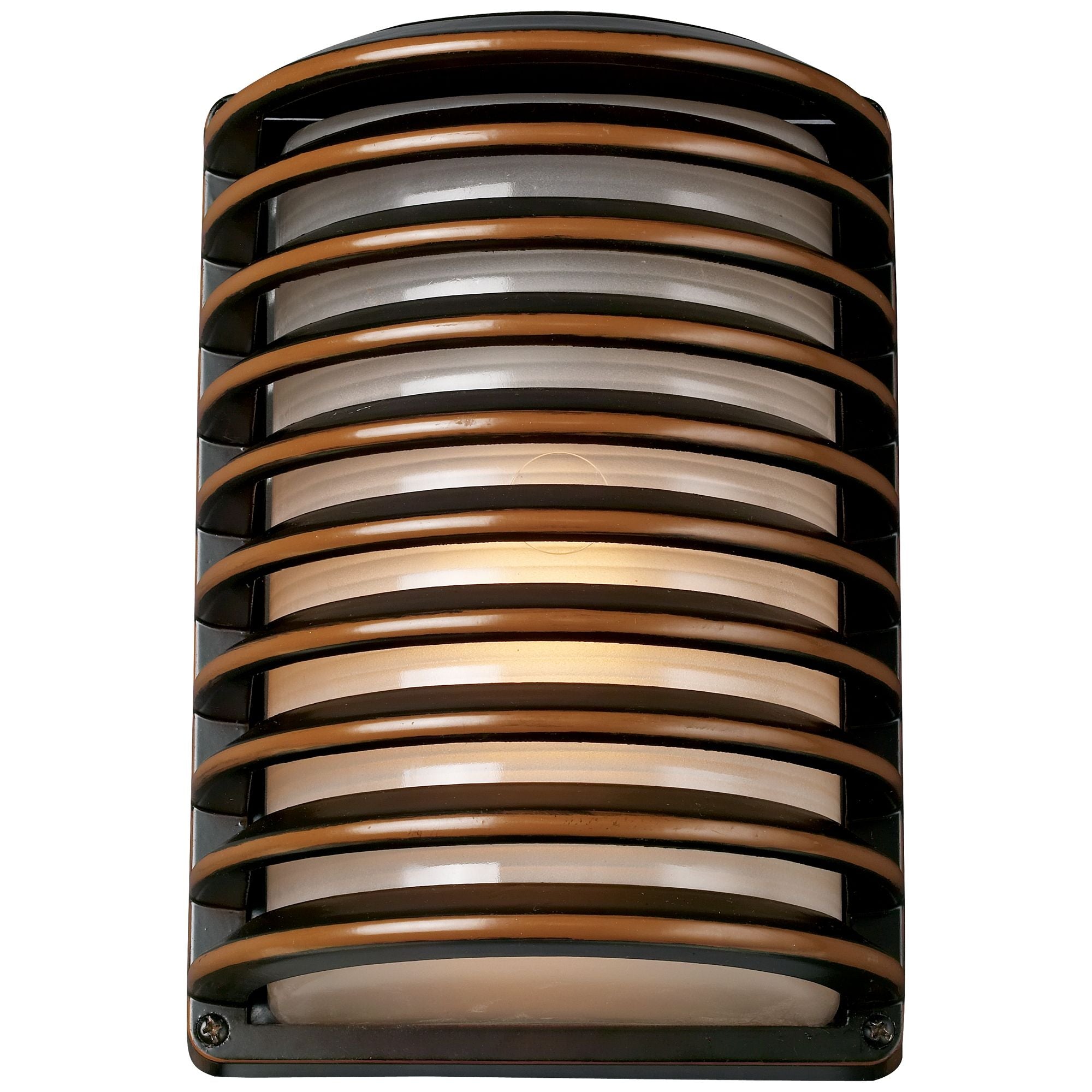 John Timberland Modern Outdoor Wall Light Fixture Rubbed Bronze 10" Banded Grid Frosted Glass for Exterior House Porch Patio Deck