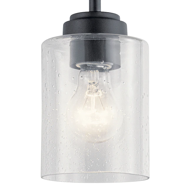 Kichler 44032BK Winslow Black Modern/Contemporary Seeded Glass Cylinder Mini Pendant Light