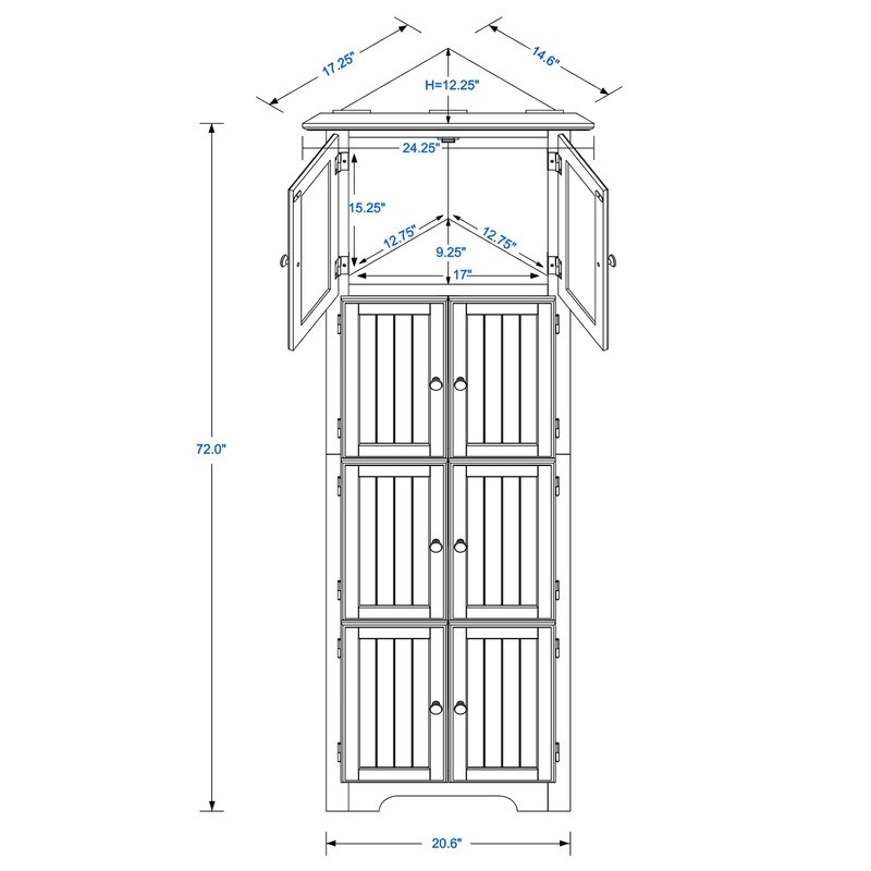 Modern Tall Storage Cabinet with Doors and 4 Shelves