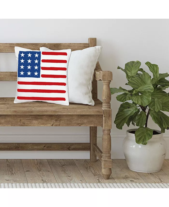 Big Dot of Happiness Stars and Stripes Patriotic Home Decor Cushion Case - Throw Pillow Cover 16 x 16