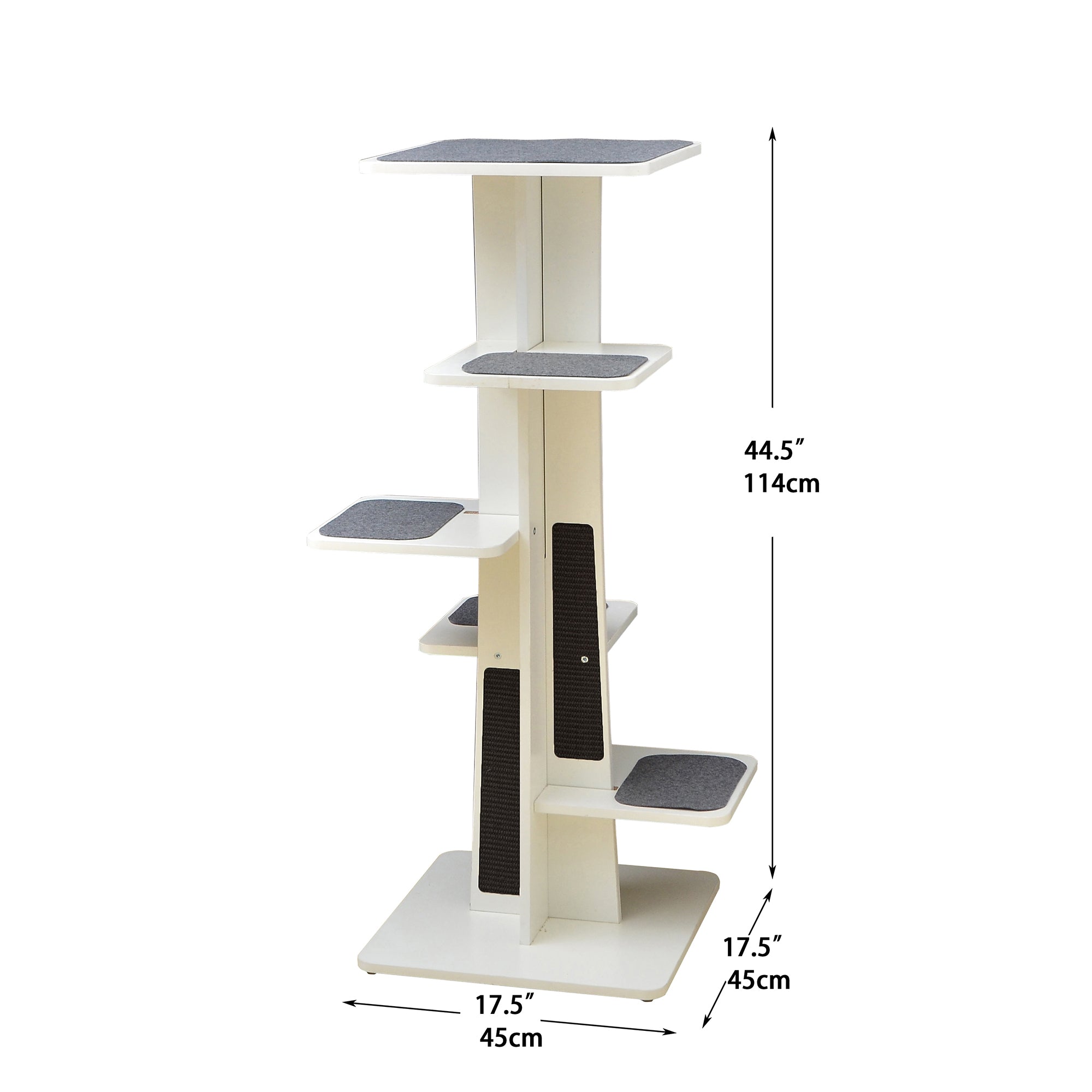 PetPals 6-Level Modern White and Grey Cat Tower， 18