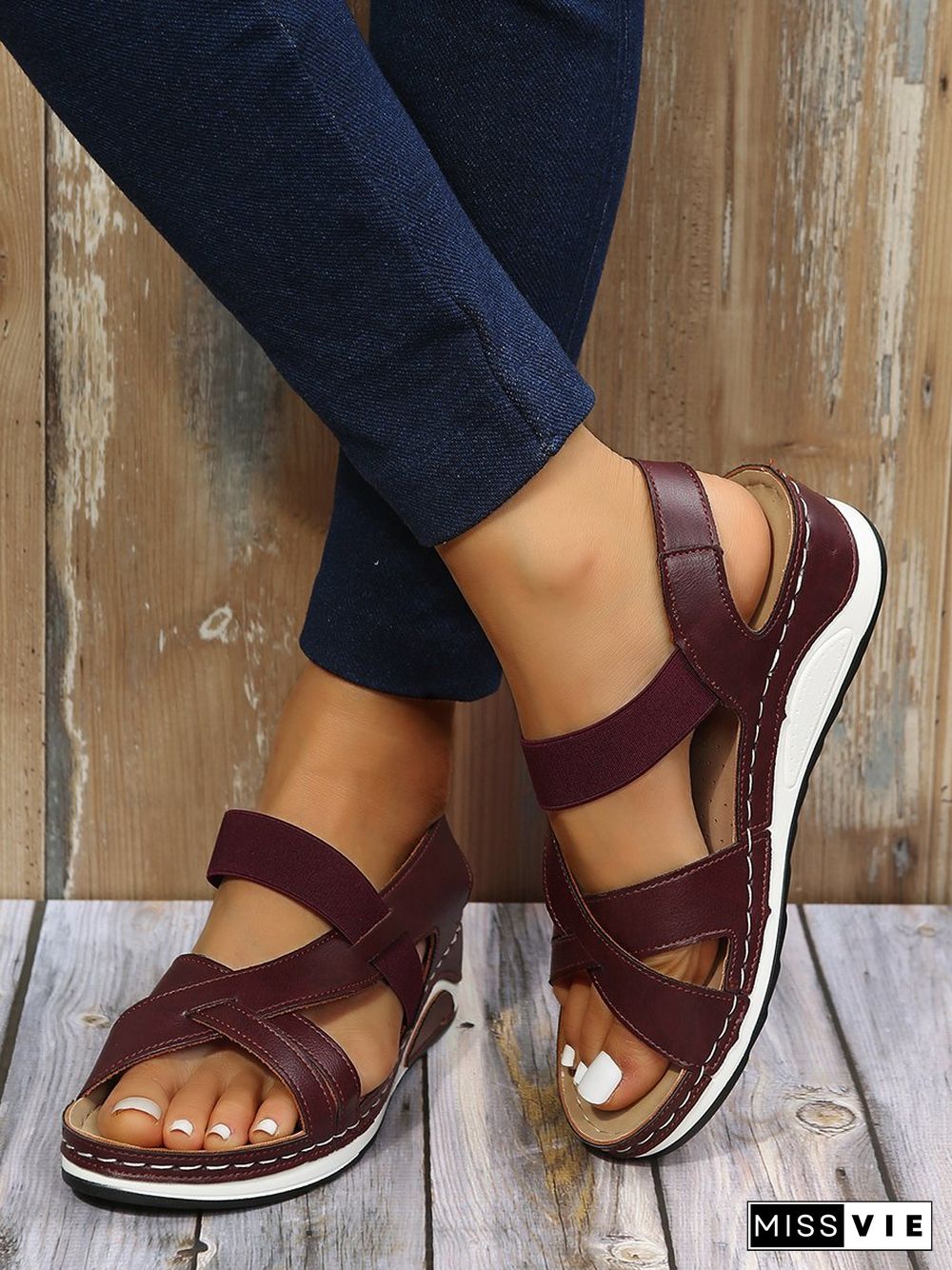 Casual Elastic Low Heel Sandals