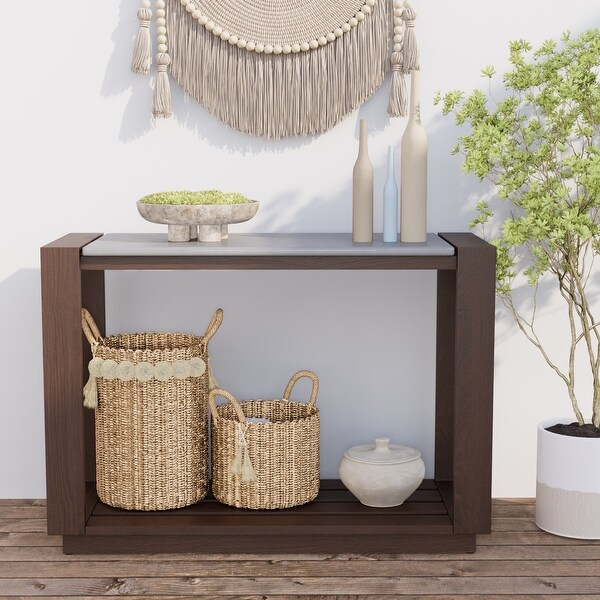 COSIEST Outdoor Pine Wood Rectangular Console Table