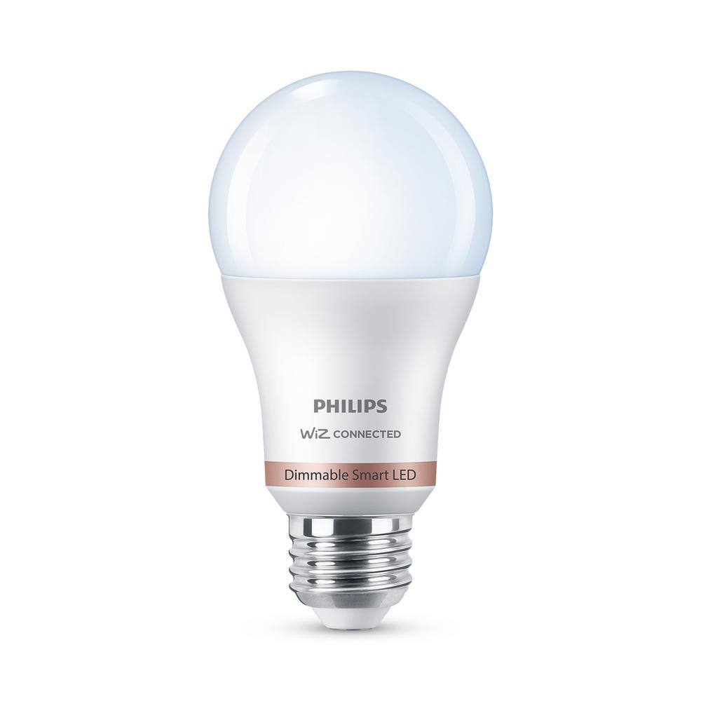 Philips 60-Watt Equivalent A19 LED Daylight (5000K) Smart Wi-Fi Light Bulb powered by WiZ with Bluetooth (1-Pack) 562587