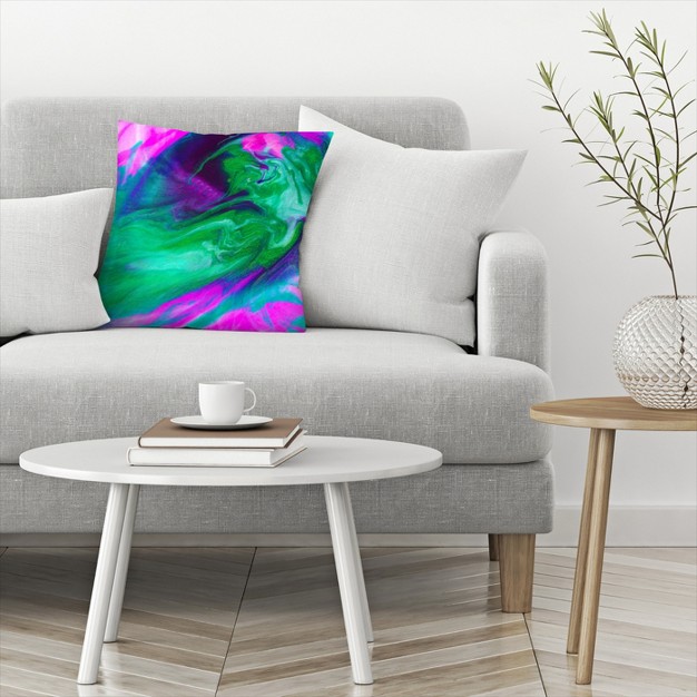 Americanflat Abstract Hot Pink Emerald By Ashley Camille Throw Pillow