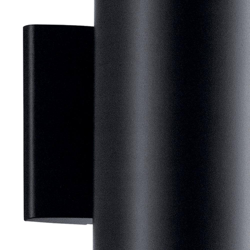 KICHLER Independence 12 in. 2-Light Black Outdoor Hardwired Wall Cylinder Sconce with No Bulbs Included (1-Pack) 9244BK