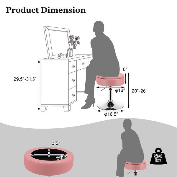 Counter Height Bar Stool Adjustable Swivel Storage Chair Vanity Stool