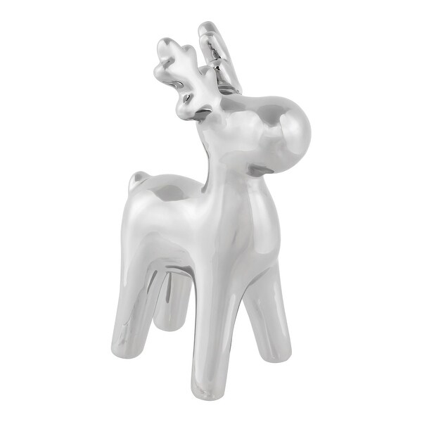 Sleek Ceramic Standing Moose Christmas Figurine