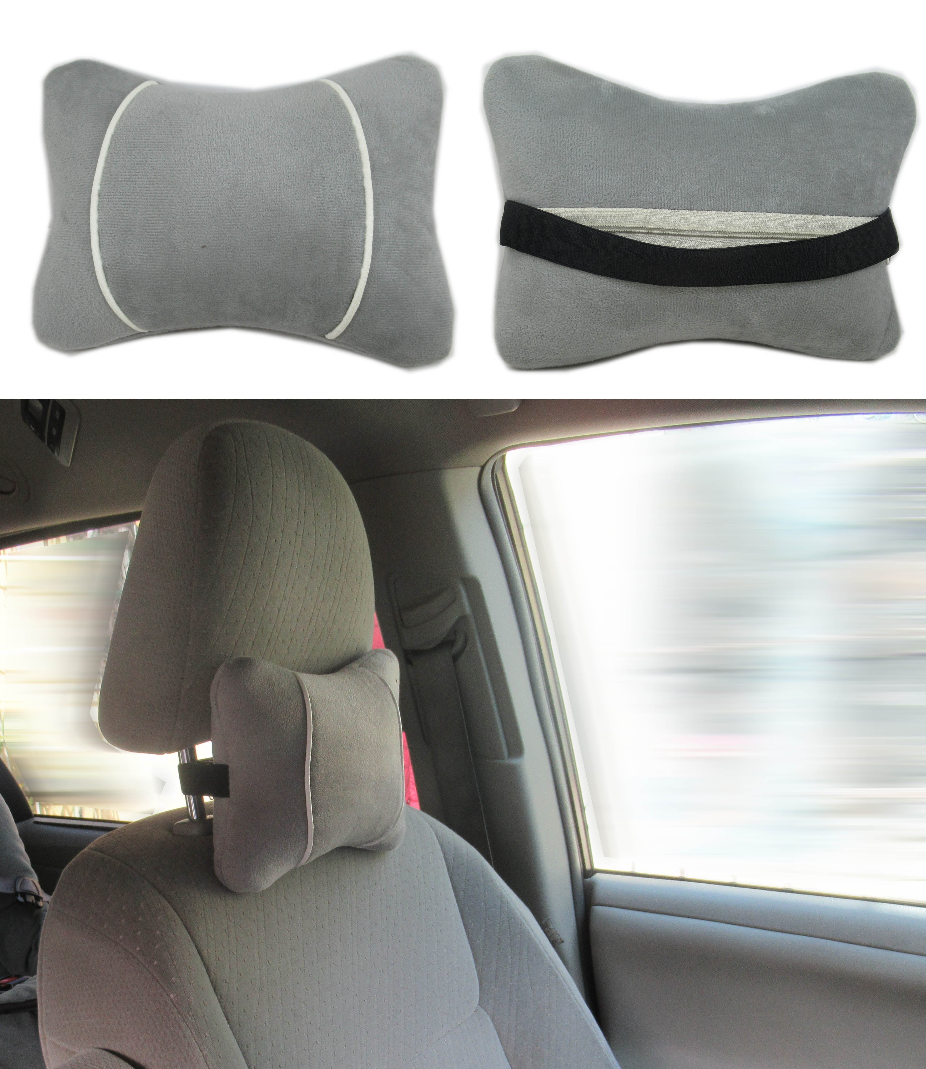 2/PK Gray Car Neck Pillow Universal Soft Comfortable Head Neck Rest Support Cervical Pillow