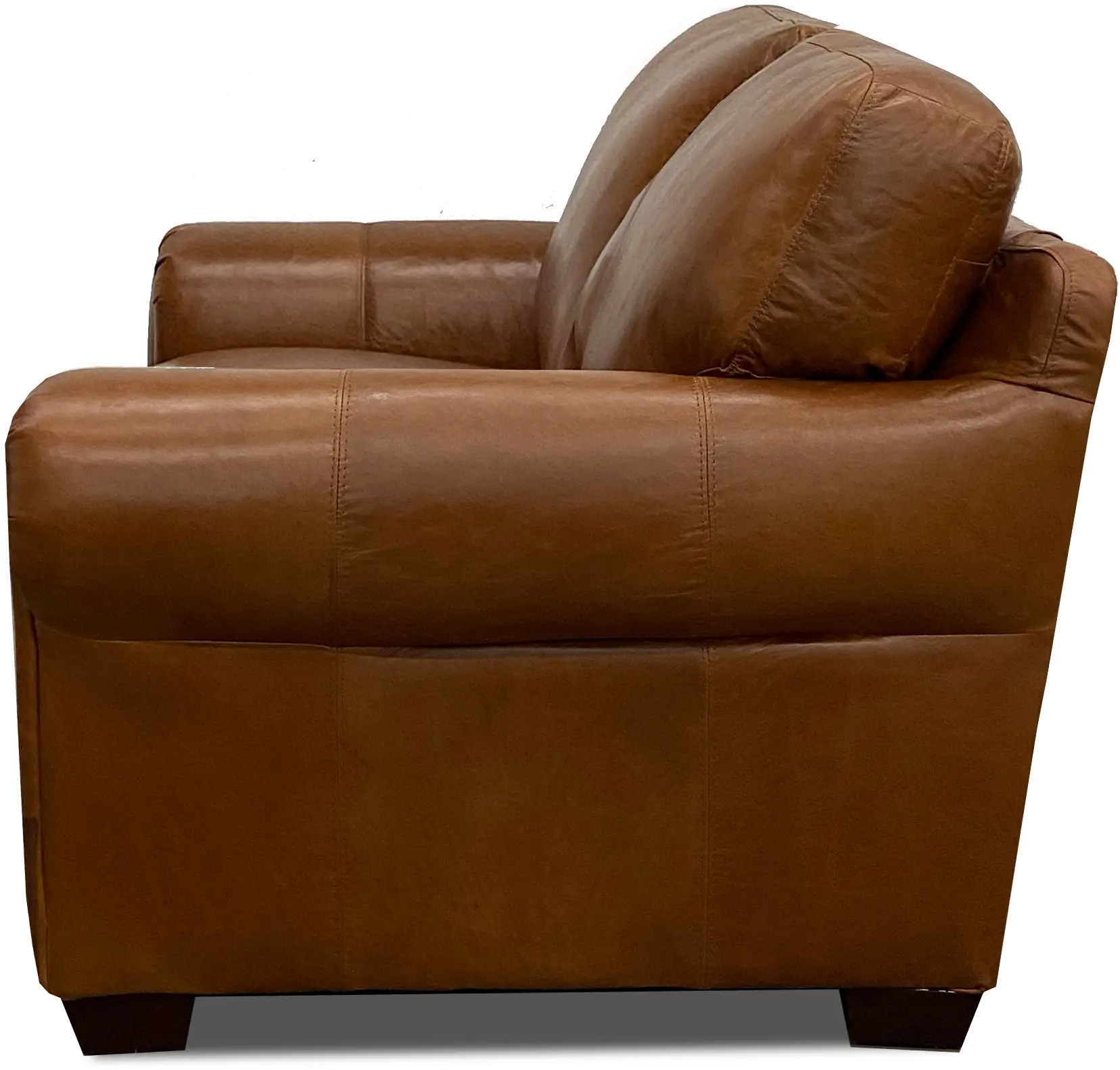 Saddle Brown Leather Loveseat