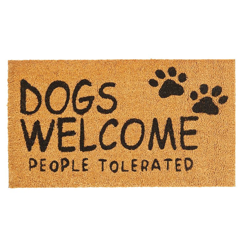 Natural Coco Coir Mat， Dogs Welcome People Tolerated， Outdoor Dog Door Mat for Porch (30 x 17 In)