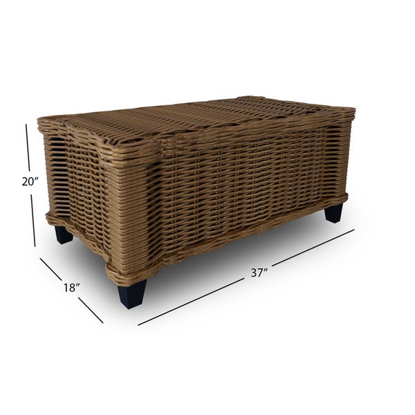 Woven Rattan Storage Coffee Table