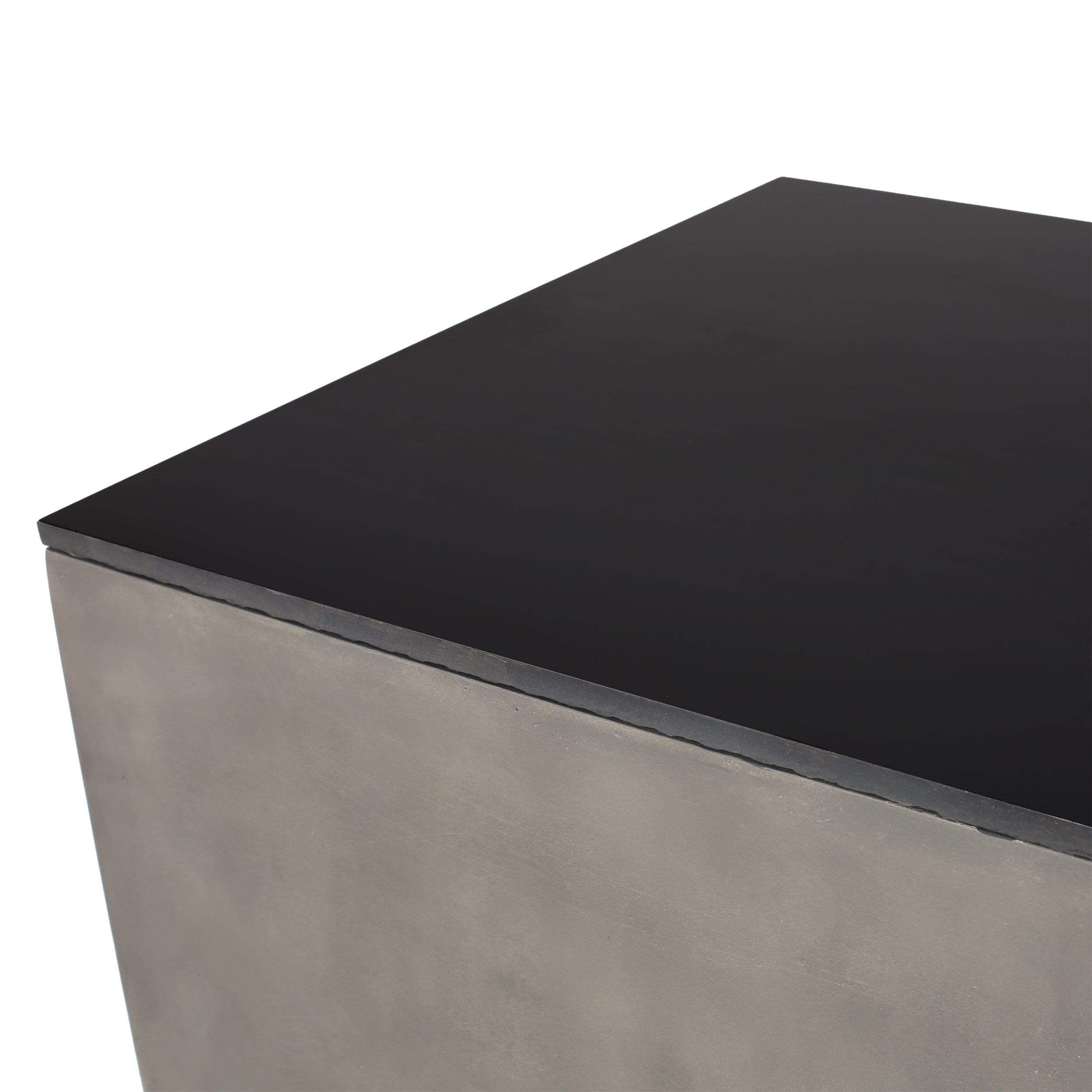 Riga Outdoor 50,000 BTU Lightweight Concrete and Ceramic Rectangular Fire Pit (No Tank Holder), Light Gray and Black