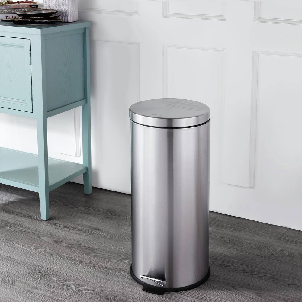 happimess Oscar 8 Gal. Step-Open Stainless Steel Trash Can with Free Mini Trash Can HPM1000A