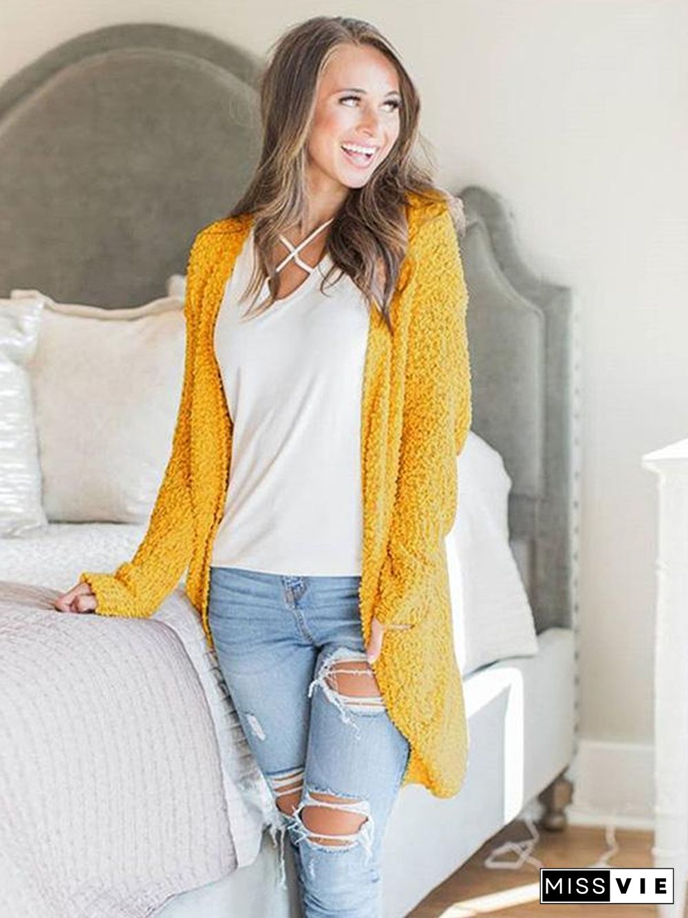 4 Colors Knitting Cardigan Tops