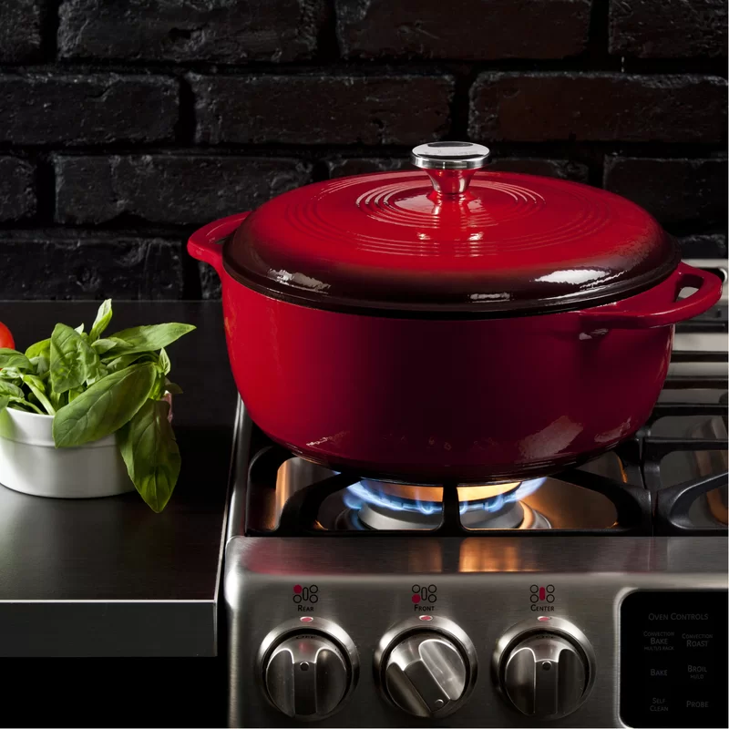 Lodge EC4D43 Enameled Cast Iron Dutch Oven， 4.6-Quart， Island Spice Red