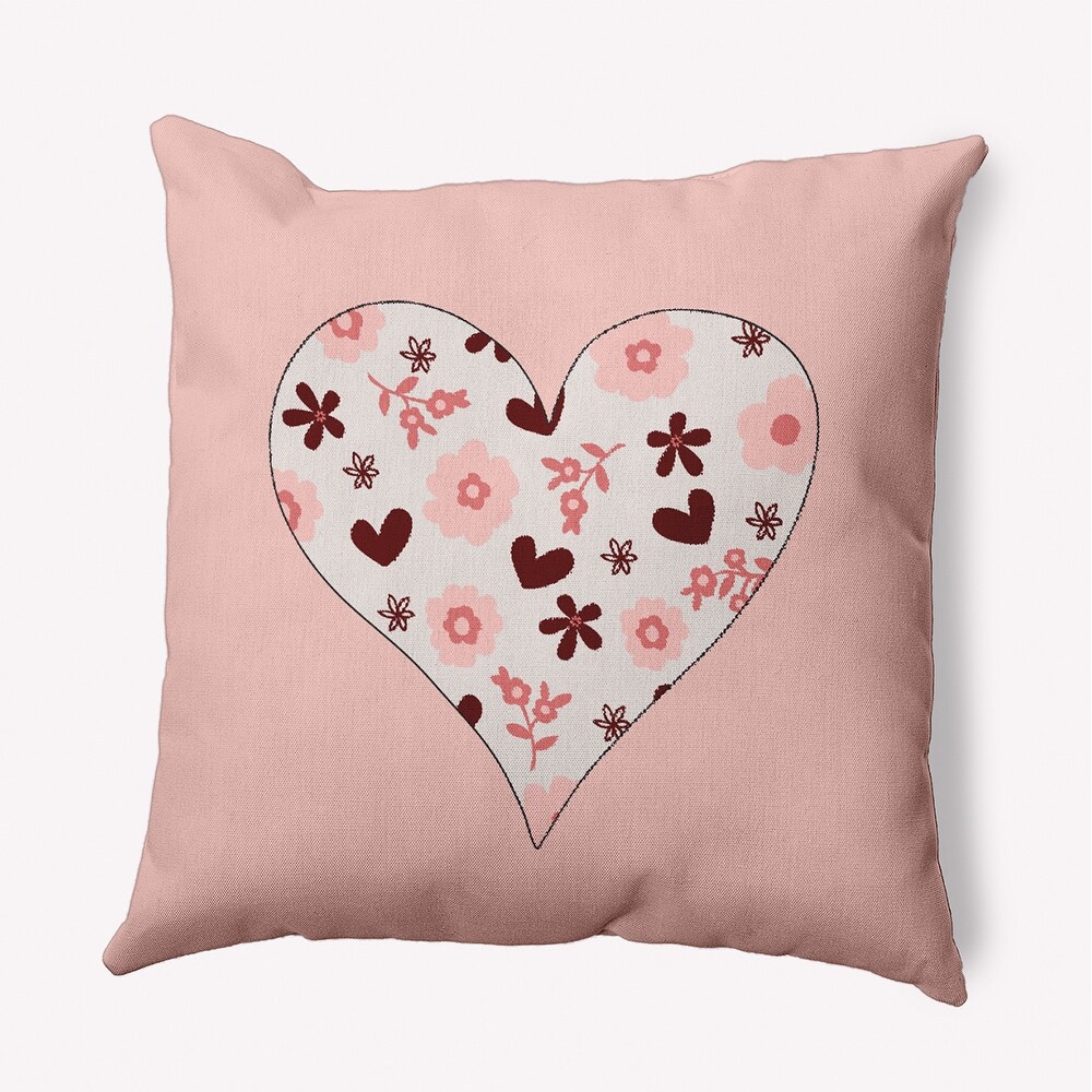 Flowery Love Hearts Valentine's Day Decorative Indoor Pillow