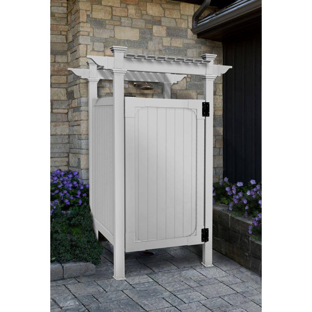 Zippity Outdoor Products 7.395 ft. x 3 ft. Vinyl Hampton Premium Outdoor Shower Enclosure Kit-(Unassembled 3-Box Unit) ZP19009