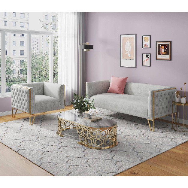 2pc Vector Sofa And Armchair Set Gray Manhattan Comfort