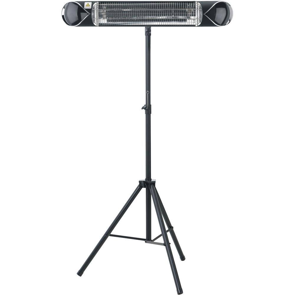 Hanover 35.4 in. 1500-Watt Infrared Electric Patio Heater with Remote Control and Tripod Stand in Black HAN1052ICBLK-TP