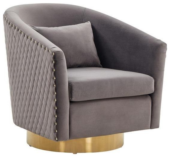 Sage Quilted Swivel Tub Chair Slate Gray   Contemporary   Armchairs And Accent Chairs   by AED Luxury Home Decor  Houzz