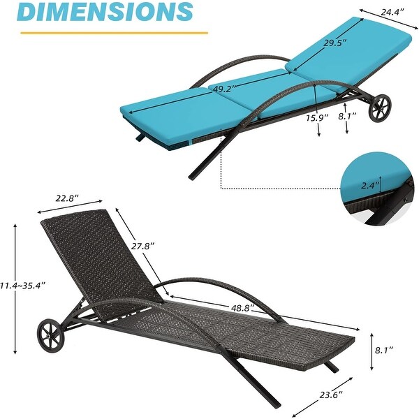 EROMMY Outdoor Patio Lounge Chair，Adjustable Recliner Outdoor Lounge Chairs，Multiple Colors Available