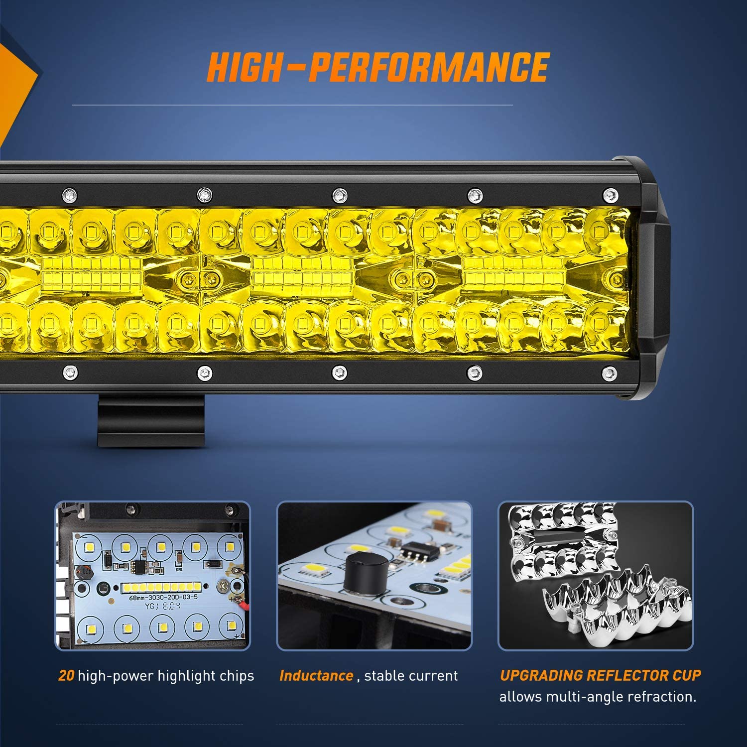 Nilight 12 Inch 240W Amber Lights Bar Triple Row Spot and Flood Combo 30000LM Driving Boat Led Off Road for Trucks