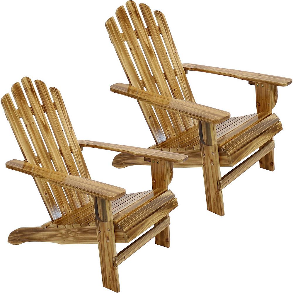 Sunnydaze Rustic Fir Wood Adirondack Chair - Charred Finish - Set of 2