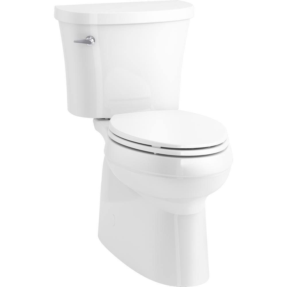 KOHLER Gleam 2-Piece Chair Height 1.28 GPF Single Flush Elongated Skirted Toilet in White Seat Included (6-Pack) K-31674-6-0