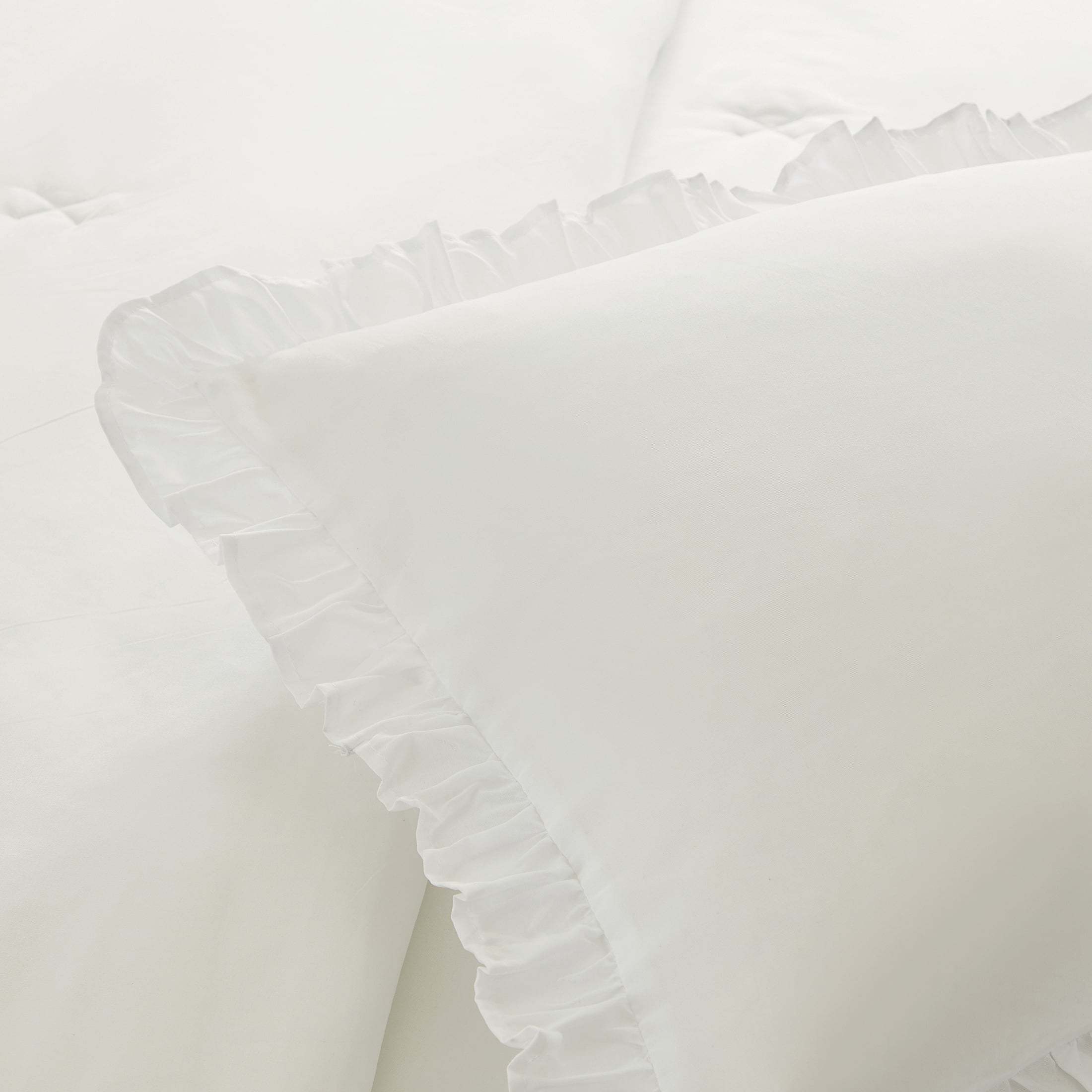 My Texas House Angelina Draping Ruffle Polyester 3-Piece Bedspread Set， Ivory， Queen