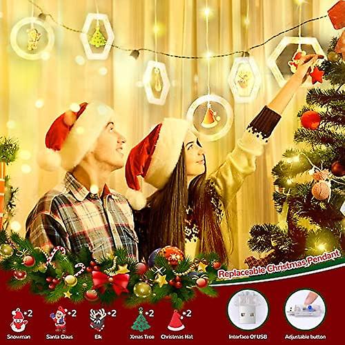 Christmas Window Lights Indoor Decoration - 120 LED 10FT Twinkle Curtain String Lights（large）